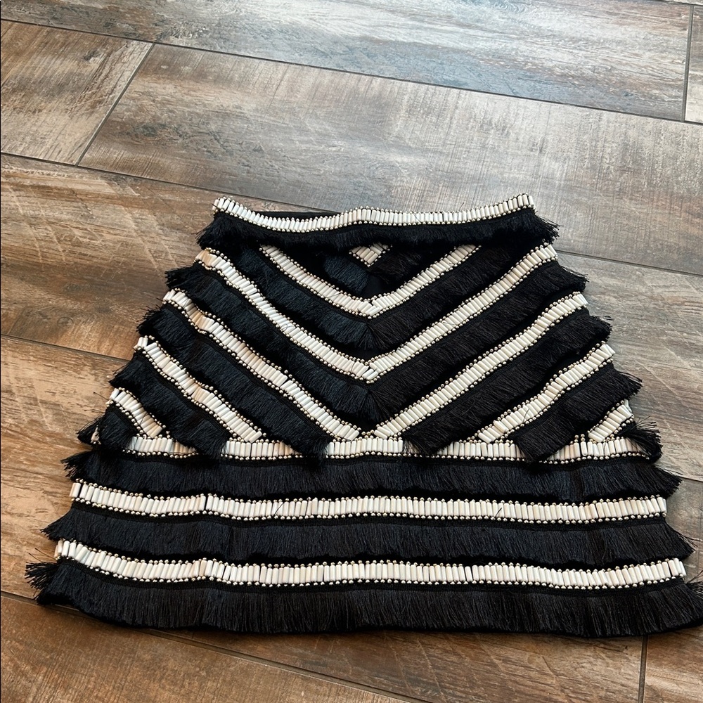 Black and White Fringe Skirt